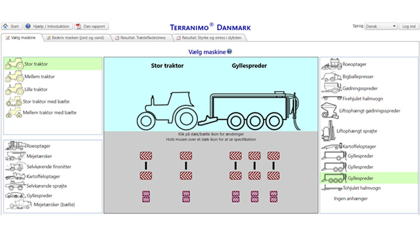 Brugerflade i værktøjet Terranimo