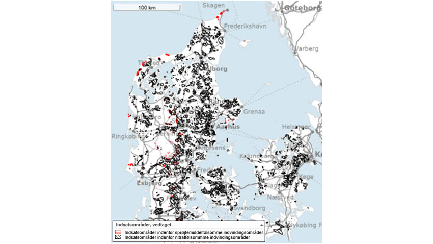 Indsatsområder inden for sprøjtefølsomme indvendingsområder