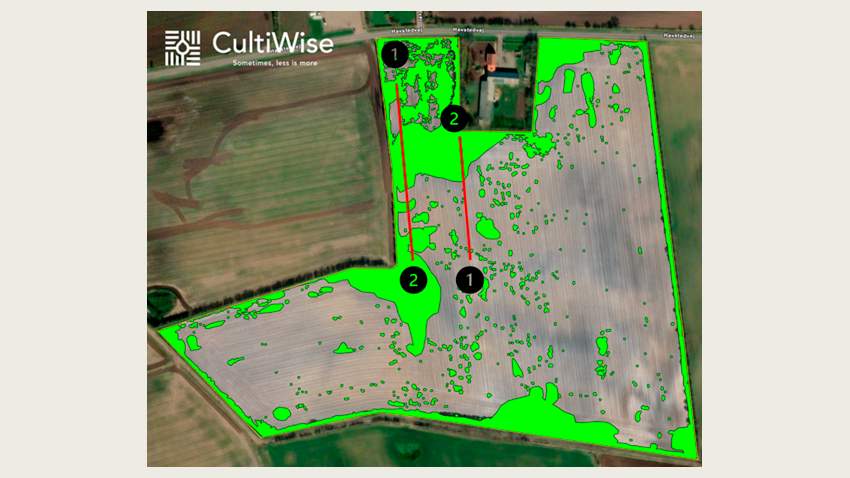 Dronebillede af mark