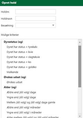 Sæt kriterier på dine hold