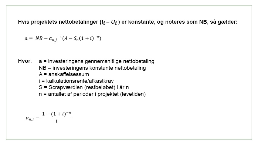 Beregningsformler for annuitetsmetoden