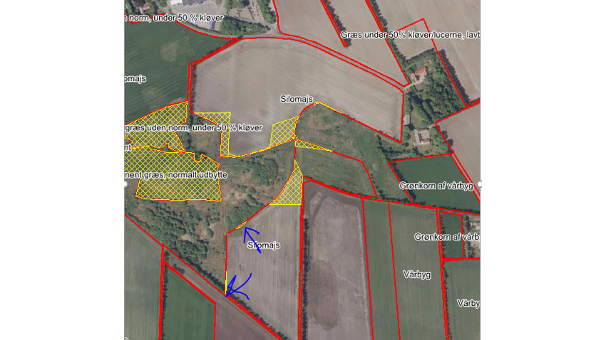 Illustrationer af overlap mellem mark og registreret beskyttet natur