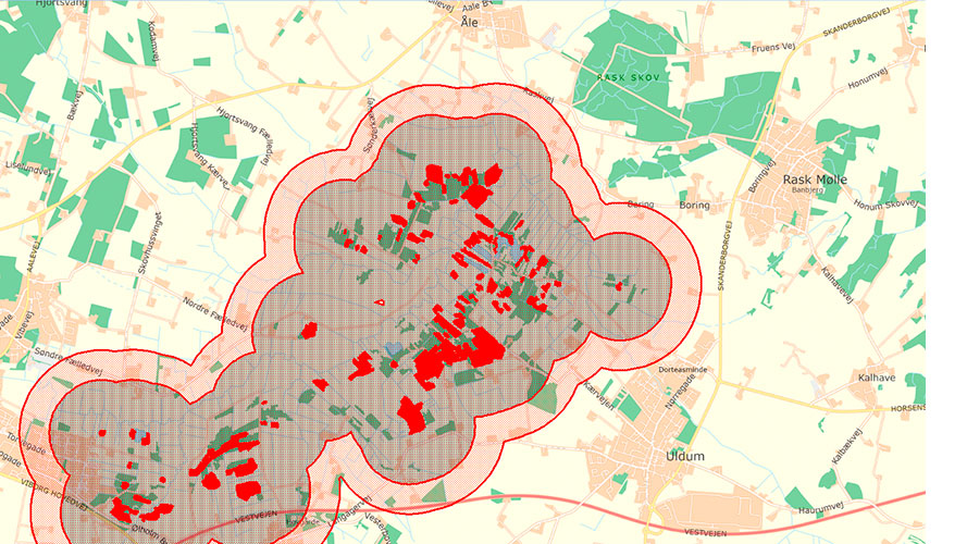 Kortlagt kategori 1 natur i Uldum Kær
