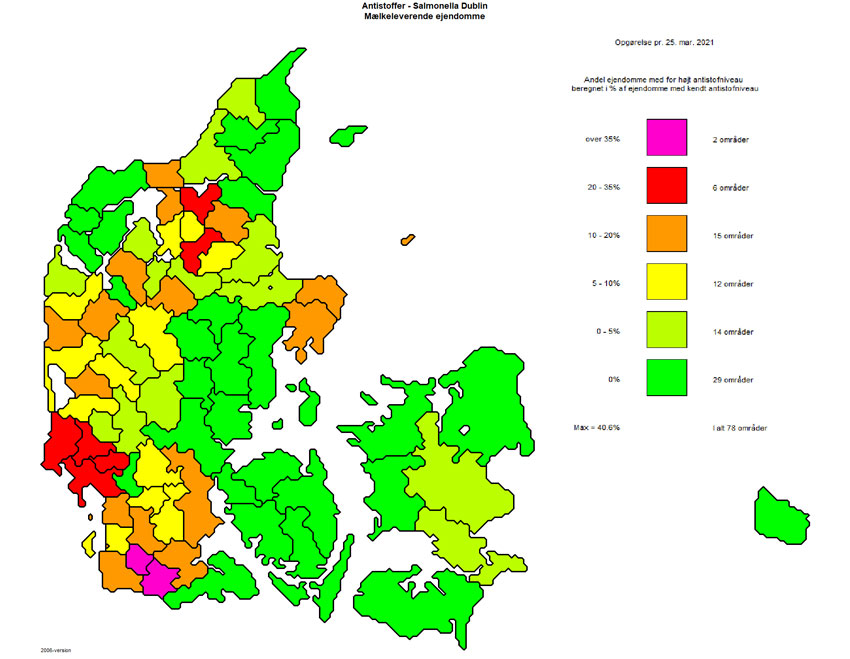 Besætninger med salmonella antistoffer regionsopdelt