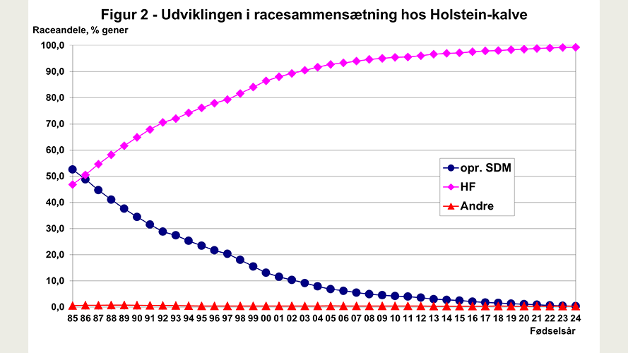 Udviklingen i racesammensætninHolstein-kalve