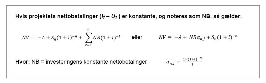 Formler for nutidsværdimetoden