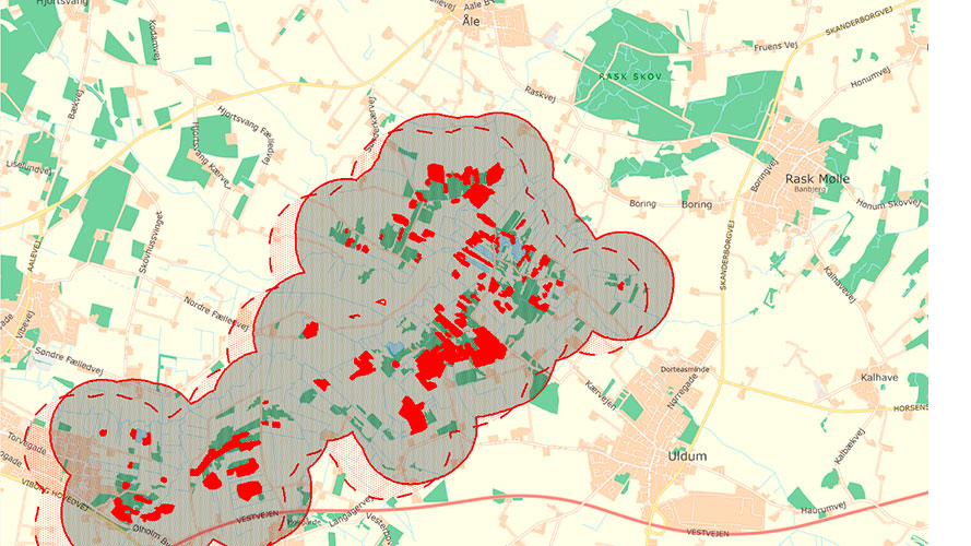 Kortlagt kategori 1 natur i Uldum Kær