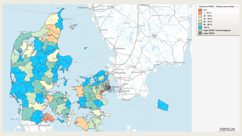 Status for BNBO-indsatsen på MiljøGIS.