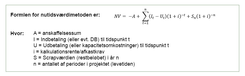 Formler for nutidsværdimetoden