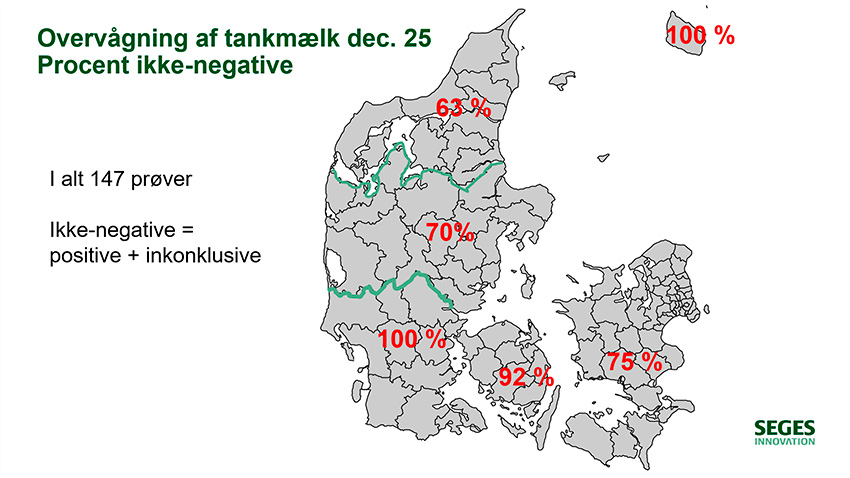 Kort der viser overvågning af tankmælk og bluetongue