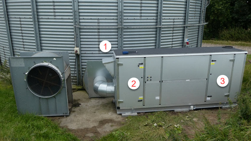 Ved monteringen erstattes stålsiloens 15 kW blæser og 80 kW oliebrænder med JAtrock enheden