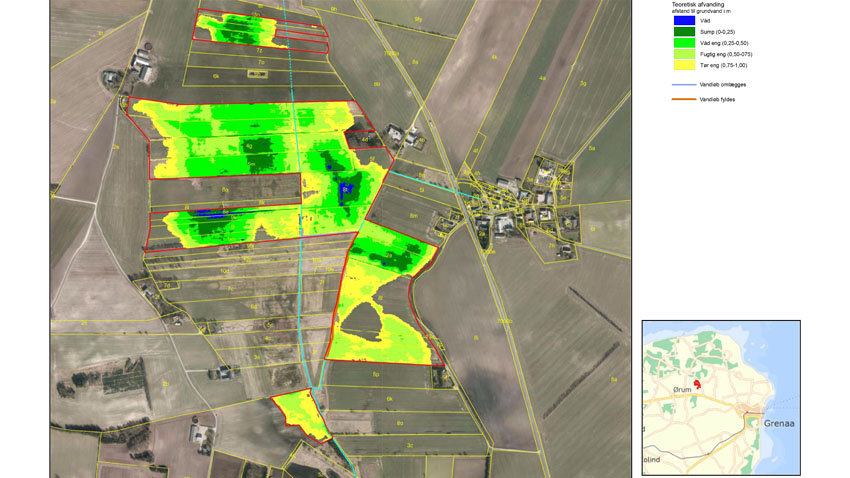Kort over lavbundsprojekt.