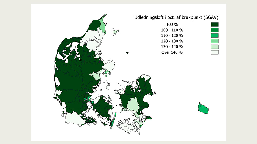 kortet viser de foreløbige udledningsgrænser