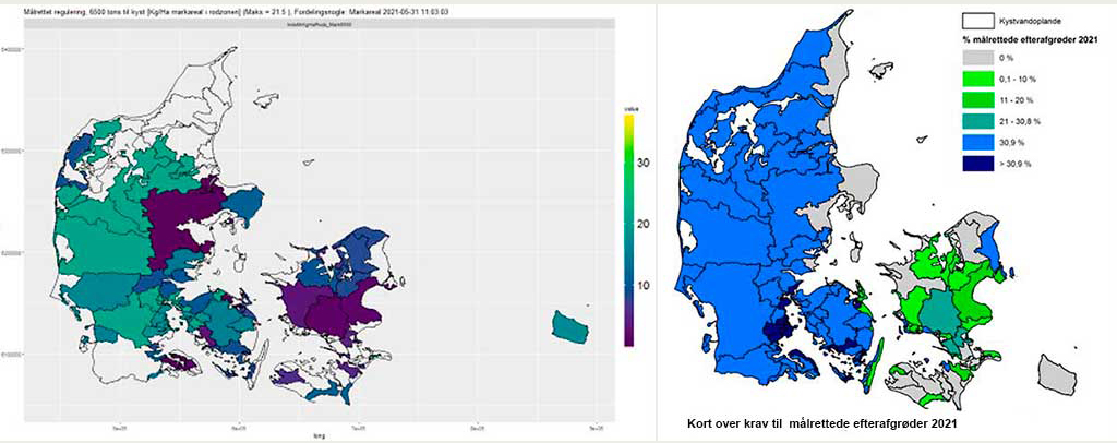 Kort over krav til målrettede efterafgrøder 2021