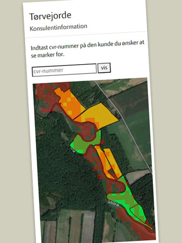 Skærmbillede af et nyt visningskort for tørvejord på landmand.dk