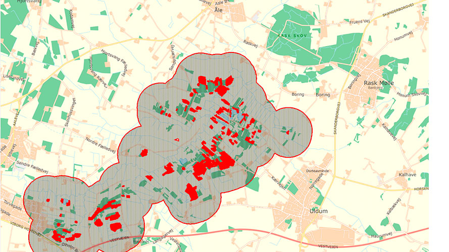 Kortlagt kategori 1 natur i Uldum Kær