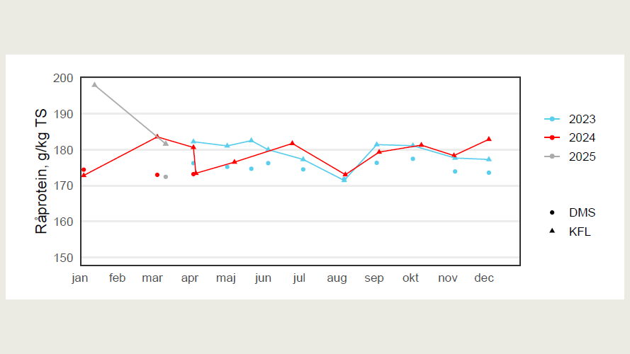 Udvikling af råprotein i KMP-fuldfoder