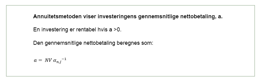 Beregningsformler for annuitetsmetoden