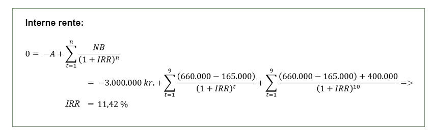 Beregningsformler for den interne rente