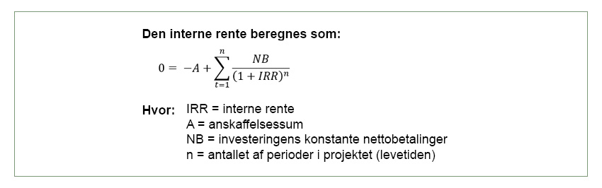 Beregningsformel for den interne rente